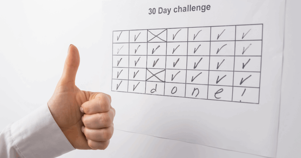 30-day calendar template with checkboxes