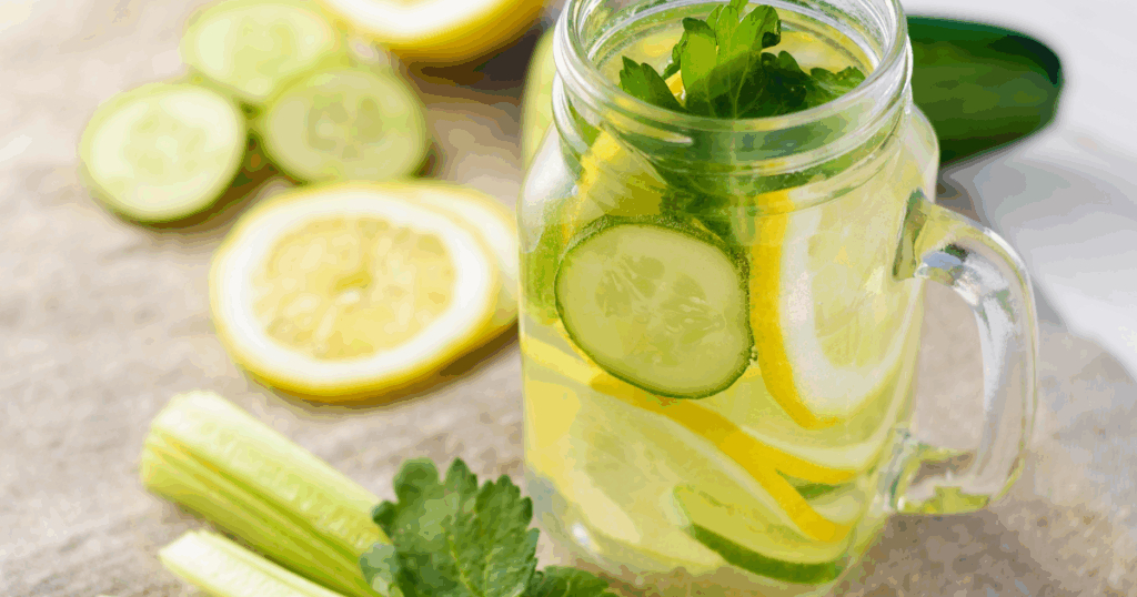 Water glass with lemon