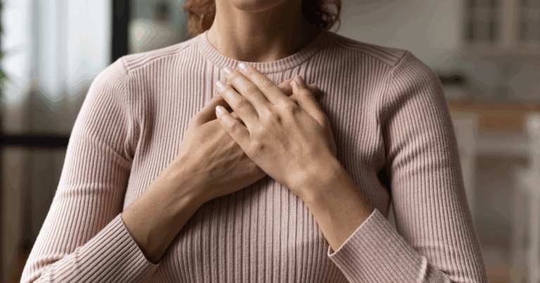 Hands over heart in a calm